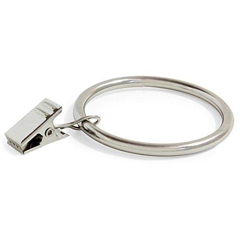 Ivilon Curtain Rings - Set of 14 Decorative Drapery Rings Curtain Clip Rings with Strong Clips 2" Diameter - Color Brushed Nickel