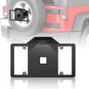 YZONA Spare Tire License Plate Frame with LED Light Compatible with 1987-2018 Jeep Wrangler JK JKU & TJ & YJ, Licence Bracket Holder Rear Plates Frames Relocation Mounting (2/4 Door, Black)