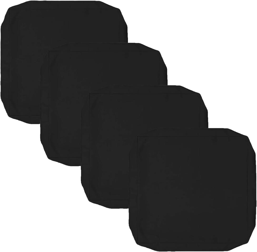Oslimea Outdoor Cushion Covers Replacement 24x24 Waterproof Patio Furniture Cushion Seat Cover 4 Pack Removable Chair Pads Cover for Deep Seat Back Cushion, Black