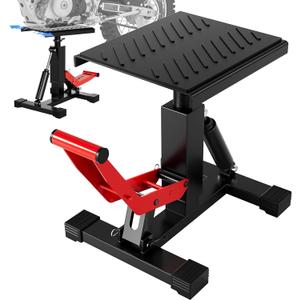 JFG RACING Motorcycle Dirt Bike Stand 1000Lbs Capacity Lift Jack Hoist Table Height Adjustable Lifting Stand Ideal for Dirt Pit Bike Repair&Maintainance,Dirt Bike Accessories (Red)
