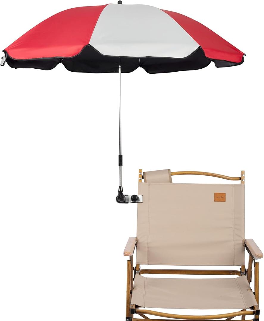 Chair Umbrella with Clamp,46 inches UPF 50+ Clip on Parasol for Patio, Beach Chairs, Strollers, Wheelchairs, Golf Carts