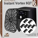 Original Instant Vortex Air Fryer Grill Pan Replacement Tray 6 Quart - Grill Plate Crisper Plate for Instant Vortex 6 Qt/Gourmia GAF735 6 QT Accessories Mesh Cooking Rack NonStick + 8Pcs Bumpers Feet