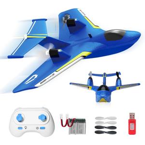 Airplane for Water Land and Air, Remote Control Airplane Flying Fighter Toys,2.4GHz 6-axis Gyro Stabilizer RTF Glider Aircraft Jet for Kids Adults Beginners Boys (Blue)