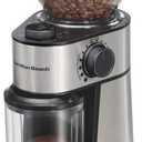 Hamilton Beach Electric Burr Coffee Grinder with Large 16oz Hopper & 18 Settings For 2-14 Cups, Stainless Steel (80385)