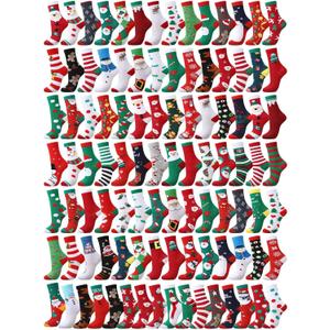 100 Pairs Christmas Socks Bulk Crew Socks for Women Halloween Holiday Gift (Small)