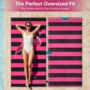 MelonBoat Oversized Beach Towel for Women Adults, Black Pink Flamingo Double Sided Printed Towel 1 PC, Large Soft Sand Free Quick Dry Compact Towels for Summer Trip Lake Pool Beach Bath, 35"x72"