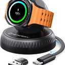 NEWDERY Retractable Wireless Charger Stand for Galaxy Watch 8,USB C Charging Cable with USB A Adapter,Magnetic Charging Station for Samsung Watch FE/7/6 Classic 5 Pro 4 3 Active 2 1