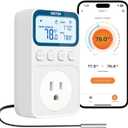 WiFi Plug in Thermostat Outlet, Temperature Controlled Outlet with Smart APP, Timer & Memory Digital Temp Controller -40~212, IP67 Waterproof Probe for Incubator Homebrew Reptile Space Heater