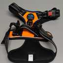 PHOEPET No Pull Dog Harness Medium Reflective Front Clip Vest with Handle,Adjustable 2 Metal Rings 3 Buckles,[Easy to Put on & Take Off](M, Orange)