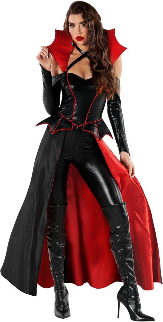 Morph Gothic Vampire Costume Women With Cape, Female Vampire Costume For Womens, Halloween Costumes For Women Adult (XX-Large)