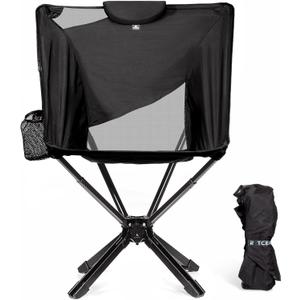 Portable High Back Camping Chair with Adjustable Height, Small Compact Outdoor Folding Chair for Adults Travel, Riselite Collapsible Lightweight Packable Camp Chairs, Easy Carry and Quick Setup (28.7"D x 30.5"W x 40.6"H, Black)