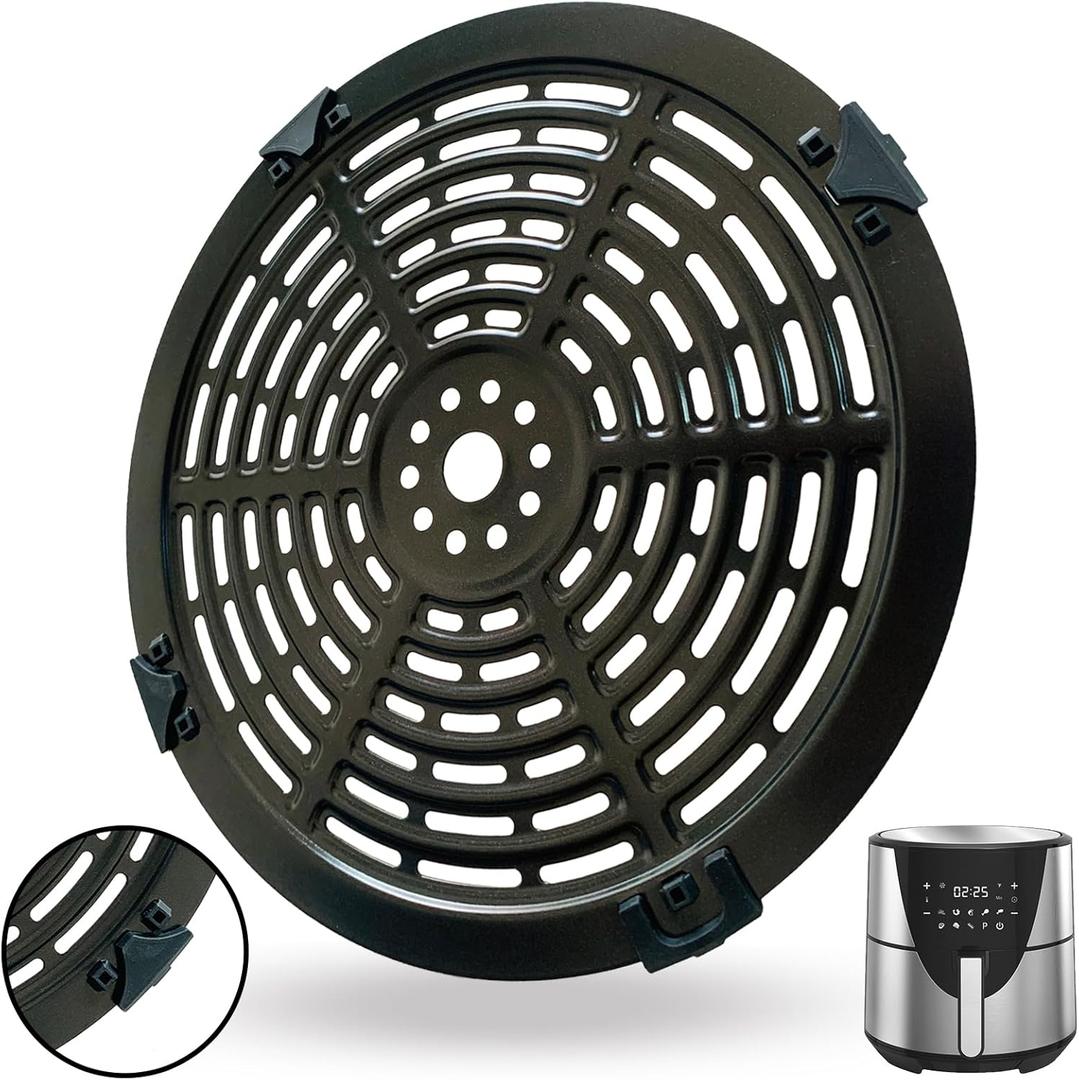 8QT Round Air Fryer Grill Crisper Plate for Bella Pro Series 8QT Air Fryers, Upgraded Air Fryer Grill Pan Crisper Tray Insert Grate Rack Grid Shelf for 8QT Bella Air Fryer, Dishwasher Safe