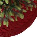 Sattiyrch Christmas Tree Skirt, 48 inches Luxury Cable Knit Knitted Thick Rustic Xmas Holiday Decoration, Burgundy