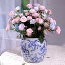 Blue and White Ceramic Vase, Vintage Porcelain Vase with Crackle Glaze, Farmhouse Rustic Oriental Decorative Centerpiece for Living Room, Dining Table, Entryway, and Bookshelf (Classic Belly)