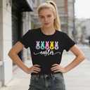 American Flag Bow Shirt Women-USA 4th of July Patriotic Short Sleeve Red White Blue Tee Tops (Black, M)