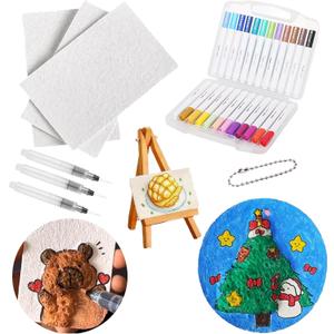 WangMoxi Magic Foam Texture Painting Kit,3D Drawing Canvas Sponge,Magic Puffy Paint,DIY Drawing Paper Pens for Everyone Art Supplies,Crafts for Kids (Square)