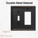 OKAWYC Toggle/Decorator Light Switch Cover Luca Metal Wall Plate, 2-Pack Aged Bronze 2 Gang, for Receptacle Dimmer Switch GFCI Outlet, Switch Cover Decorative Wallplate, Durable