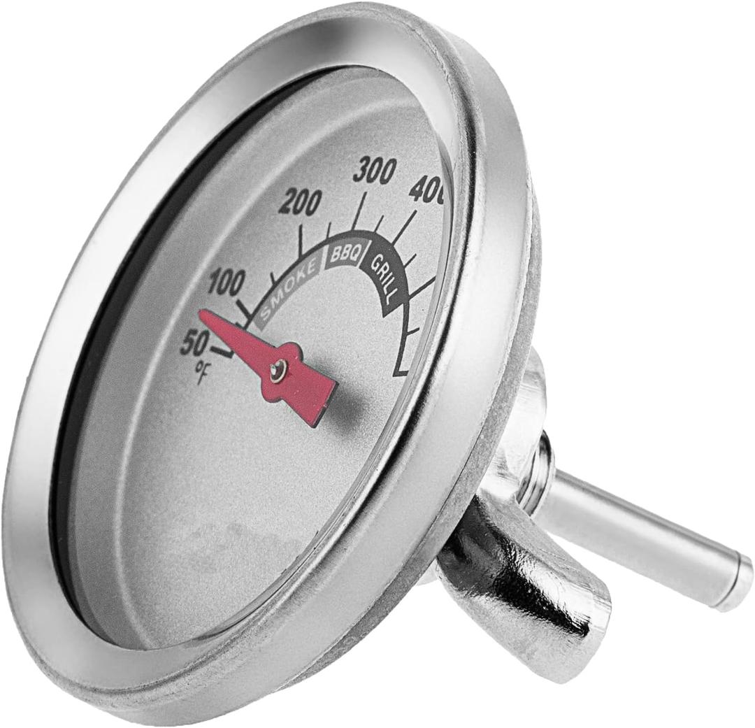 1.85 Inch BBQ Thermometer Gauge for Multiple Grills and BBQ Smokers, Barbecue Grill Temperature Gauge Replacement Parts, Silver