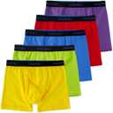 INNERSY Boys Underwear Stretchy Cotton Soft Boxer Briefs for 6-18 Teen Boys 5 Pack (Large, Bright Colors)