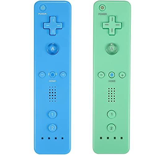 Yosikr Remote Controller for Wii/Wii U, with Silicone Case and Wrist Strap (2 Pack, Green and Blue)
