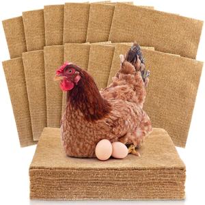 Aoriher 12 Pack Natural Hemp Chicken Nesting Pads Reusable Hens Bedding Mats Chicken Nesting Box Liners for Hen Laying Eggs, Coop Pet Garden Lawn Indoor Outdoor, 11.8 x 11.8 Inches