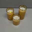 Amagic Flameless Candles 3 Set, Flickering Battery Operated Candles Embedded Fairy String Light, Realistic Pillar Candle with Remote Control and Timer, Acrylic Amber Gold, D3 x H4 5" 6"