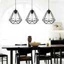 Metal Pendant Lamp Shade Cover, 8 Inch Black Hanging Light Bulb Cage Covers Guard, Industrial Iron Replacement Light Shade, Vintage Light Fixture Covers Decorative Shade Only, 3 Pack,E26