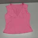 Womens Halter Deep V Neck Tank Tops Sleeveless Sexy Plunge Basic Summer Y2k Crop Top (Pink, L)