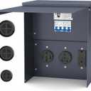 Joinfworld Temporary Power Outlet Panel Weatherproof, Thicker RV Pedeatal Electrical Breaker Box with 20, 30, 50 Amp Receptacle Installed and Prewired for Hookup RV Camper Travel Trailer Motorhome