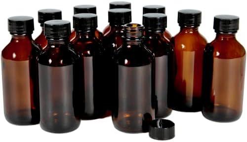 Vivaplex, 12, Amber, 2 oz Glass Bottles, with Lids