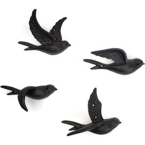 Flying Bird Cast Iron Hooks, Heavy Duty Vintage Hooks for Coats, Flying Style Iron Cast Decorative for Farmhouse Bags Hats Towels Pack of 4