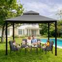 Gazebo Replacement Canopy 10x10 Ft Compatible with SUNJOY Madaga Target Gazebo Frame Model L-GZ136PST, L-GZ136PST-2/7/9 (Grey)