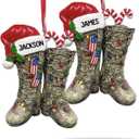 2 x Custom DIY Name Army Christmas Ornaments for Xmas Tree, Military Christmas Ornaments, Veteran Boots, Army Man Ornament, Gifts for Men, Soldier, Dad, Grandpa, Veteran