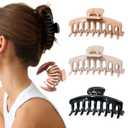 3Pcs Silicone Hair Clips Flexible Claw Clips for Women Cloud Clip Bendable Large Hair Claw Clip (Dark Khaki + Light Khaki + Black)