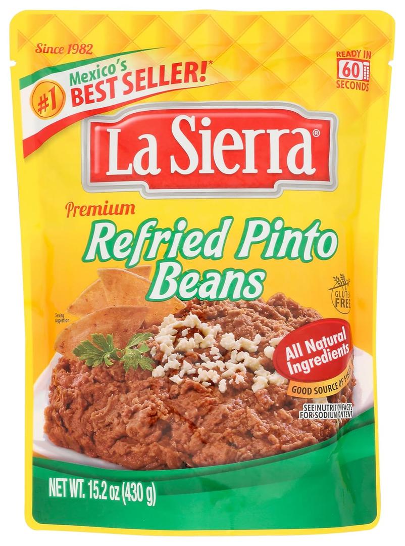 5 x BEANS PINTO REFRIED POUCH, Best before: 15/MAR/2027
