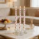 6 Pack Unscented Taper Candles, Hand-Poured 10 Inch Ivory Candlesticks, Dripless and Smokeless Decorative Candles with Rose Cupcake Pattern, 6-7 Hour Burn Time