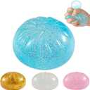 Glitter Dumpling Squishy, Viral Squishy Dumpling Mystery Box, Bao Bun Squeeze Toy,Stress Relief Fidget Toys (Blue)