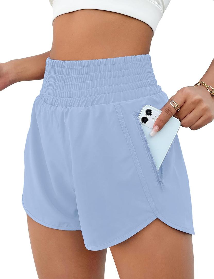 BMJL Women's Athletic Shorts High Waisted Running Short Pocket 2.5" Sporty Shorts Gym Workout Shorts-XS