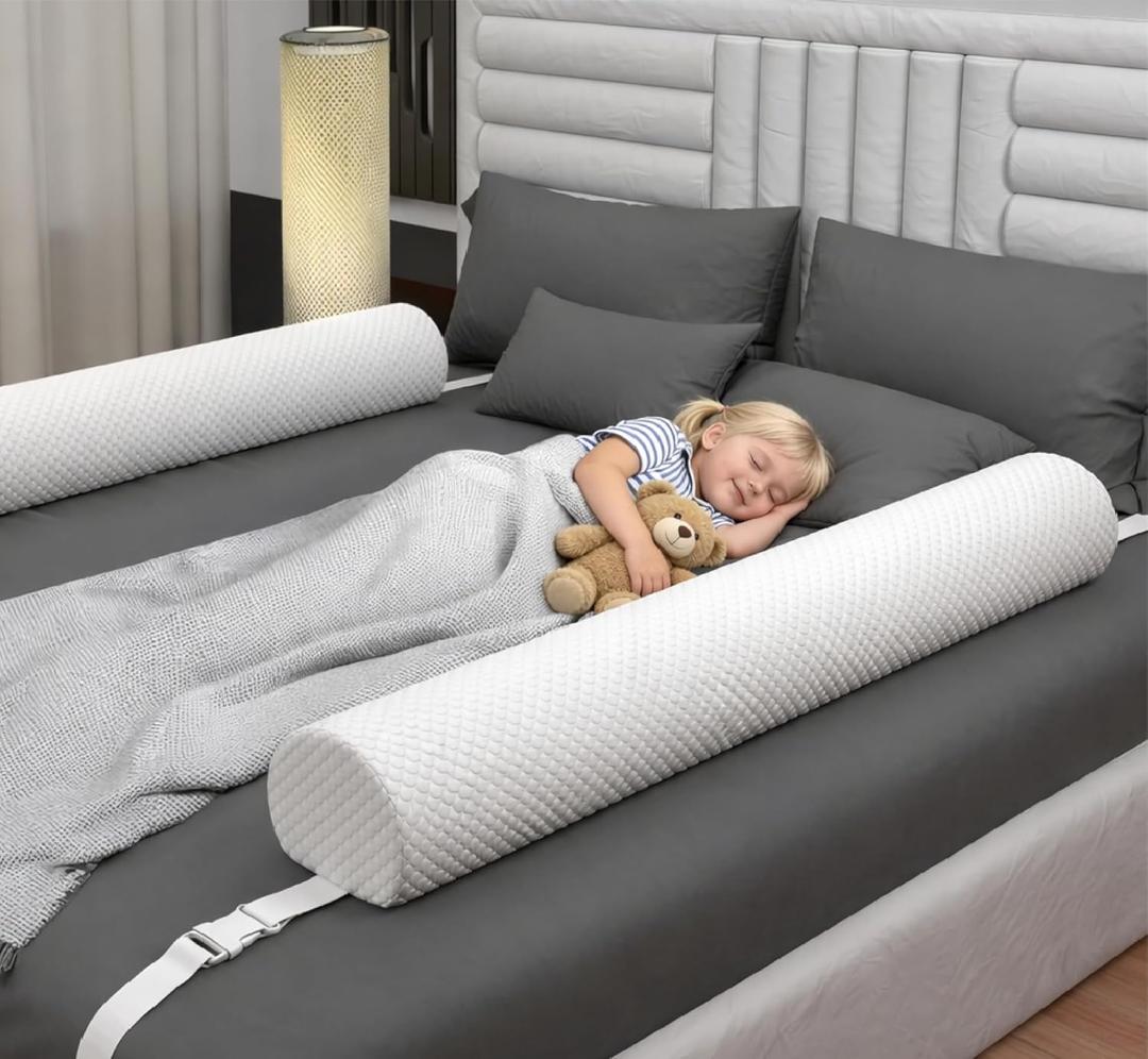 [2-Pack] Premium Bed Bumpers for Toddlers with Adjustable Straps, Bed Rail For Toddlers, Toddler Bed Rail for Full Size, Twin, Queen & King Bed Size, Toddler Bed Rails