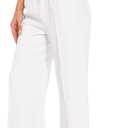 FUNYYZO Wide Leg Pants Women's High Elastic Waisted in The Back Business Work Trousers Long Straight Suit Pants (X-Small Short, 006# White (Thin))