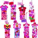 Winlyn 32 Sets Valentine's Day Decorations DIY Heart Animal Bookmarks Valentine Craft Kits Blank Foam Bookmarks with Hearts Stickers for Kids Classroom Activities Reading Party Favors Gift Exchange