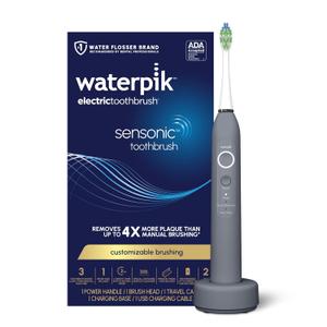 Waterpik Sensonic Sonic Electric Toothbrush, Rechargeable Toothbrush for Adults with 3 Modes, Travel Case, USB Charger, Modern Gray STW-03W027