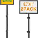 Sign Holder Stand 8.5x11 inch, Adjustable Floor Standing Sign Holder, Heavy Duty Sign Stand for Display, Fillable Retractable Poster Stand for Malls, Schools, Restaurants (2Pack) (Black)