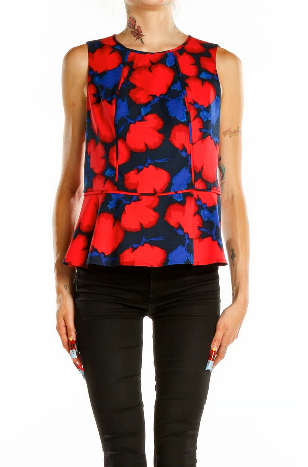 Banana Republic Red Blue Floral Print Size 0