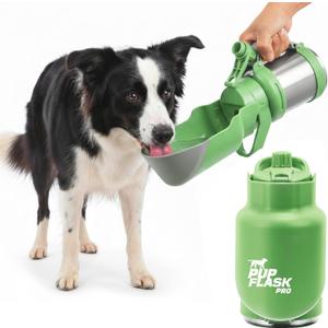 PupFlask Pro Dog Water Bottle | 30 or 50 OZ Double Wall Insulated Stainless Steel | Built-in Flip Cup Bowl | Leak Proof Cap | 24+ Hour Cold Water | Small & Large Dogs | Portable Pet Hydration Bottle