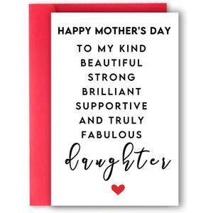 2 x Happy Mother's Day Card for Daughter, Daughter Mothers Day Gift from Mother, Heartfelt Mothers Day Card for Daughter (47)