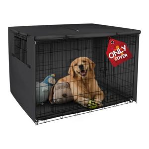 Explore Land Dog Crate Cover Heavy Duty Polyester Pet Kennel Sunshade Universal Fit for 48 inches Wire Cage (Black)