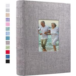 Vienrose Photo Album 4x6 300 Photos Linen Frame Cover with Memo Areas Photobook Large Capacity Slip-in Pictures Book for Wedding Baby Vacation, Grey