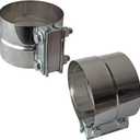 4" Lap Joint Exhaust Band Clamp - Stainless Steel With 1 Block 2Pcs For 4" Od To 4" Id Exhaust Pipe, Muffler, Elbow And Exhaust Tubing Connection(2 Pack)