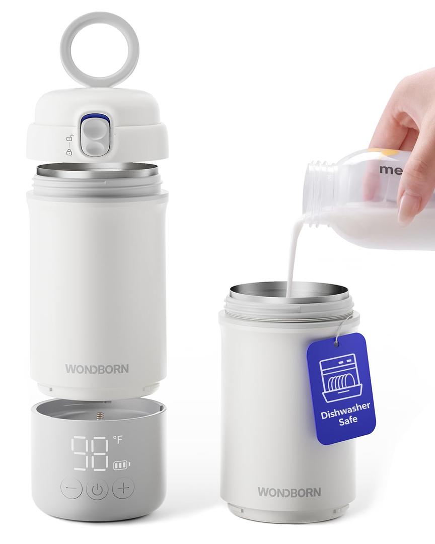 Portable Bottle Warmer for Travel - Instant Heating, Dishwasher Safe, 1F Precise Temp Control, 30W Fast Charge, Long Battery Life, 17 Oz Capacity, Baby Milk Warmer for Breastmilk & Formula